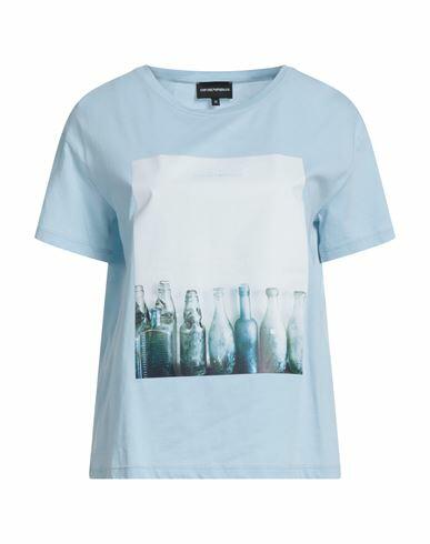 Emporio Armani Woman T-shirt Sky blue Cotton Cover