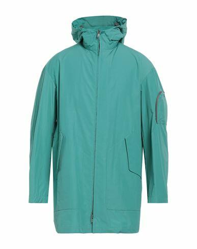 Hevò Man Overcoat & Trench Coat Turquoise Polyester, Cotton Cover