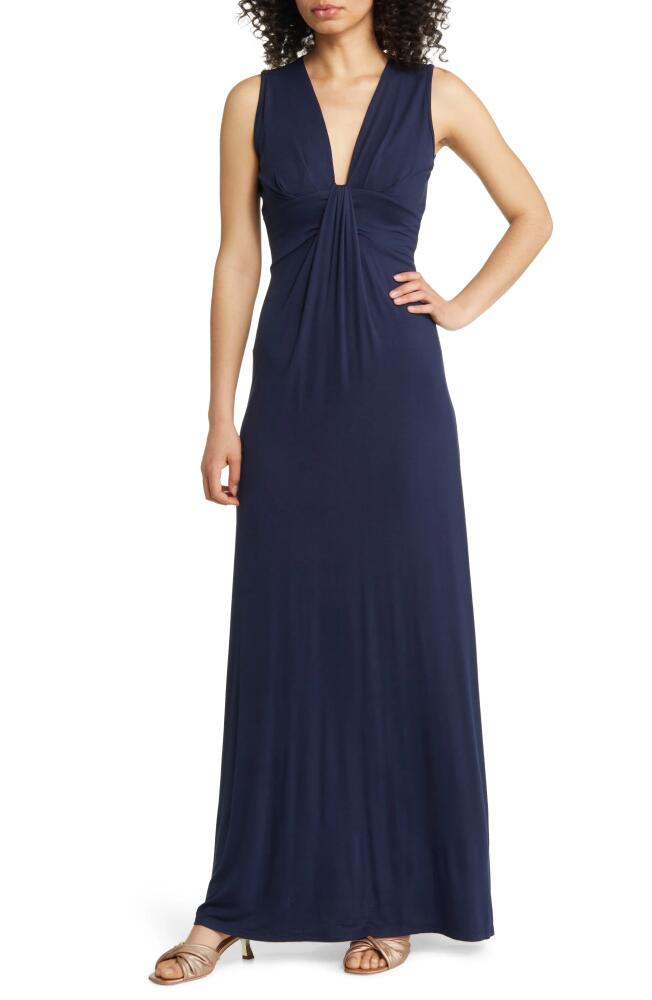 Fraiche by J Deep V-Neck Maxi Dress in Navy Cover