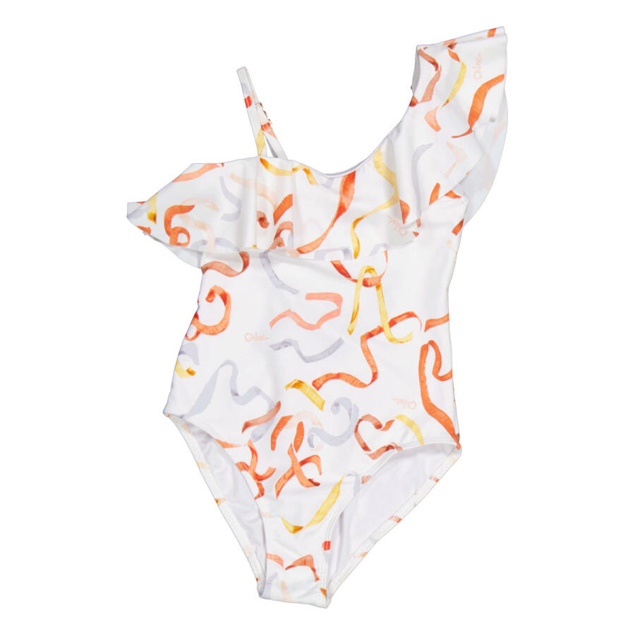 Chloe Girls Ribbon Print Ruffled Swimsuit Cover