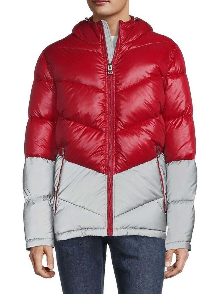 Guess Men's Colorblock Puffer Jacket - Red Cover