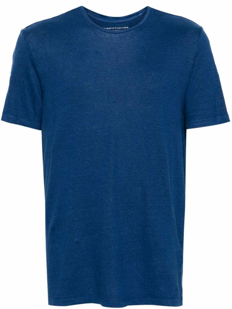 Majestic Filatures mélange linen-blend T-shirt - Blue Cover