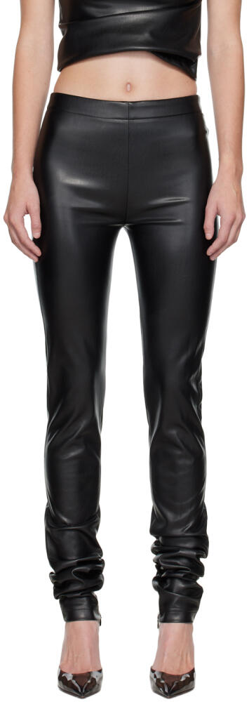 Atlein Black Sim-Fit Faux-Leather Trousers Cover