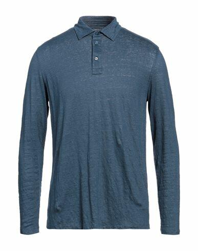 Majestic Filatures Man Polo shirt Navy blue Linen, Elastane Cover