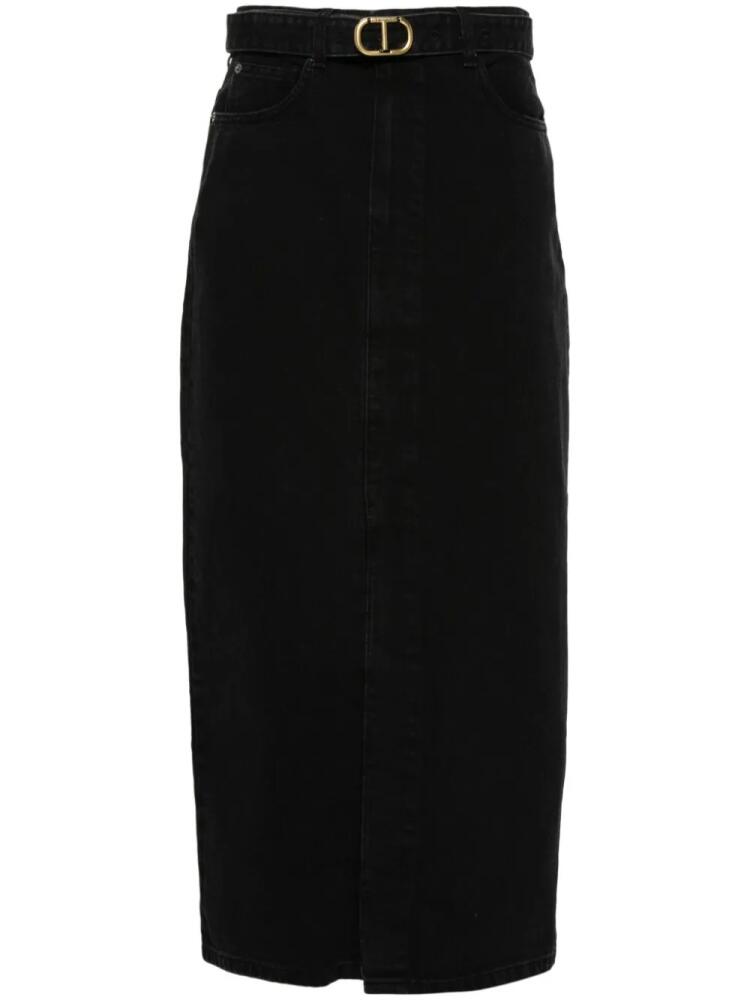 TWINSET belted denim midi skirt - Black Cover