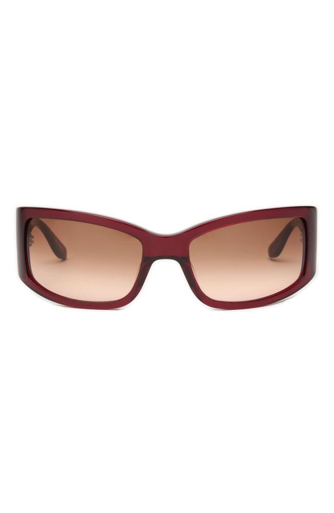 DEZI x Monet Montay 61mm Shield Sunglasses in Deep Red /Brown Red Gradient Cover