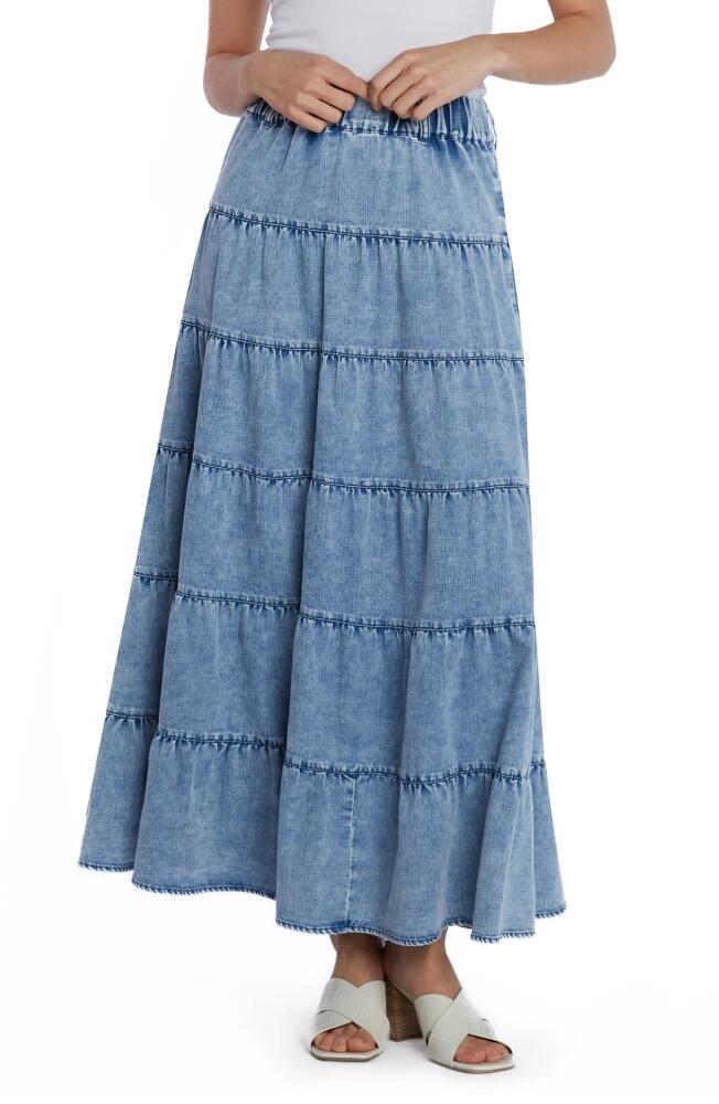 Wash Lab Denim Tiered Denim Maxi Skirt in Cloud Blue Cover