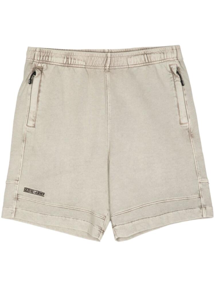 izzue logo-embroidered cotton track shorts - Brown Cover