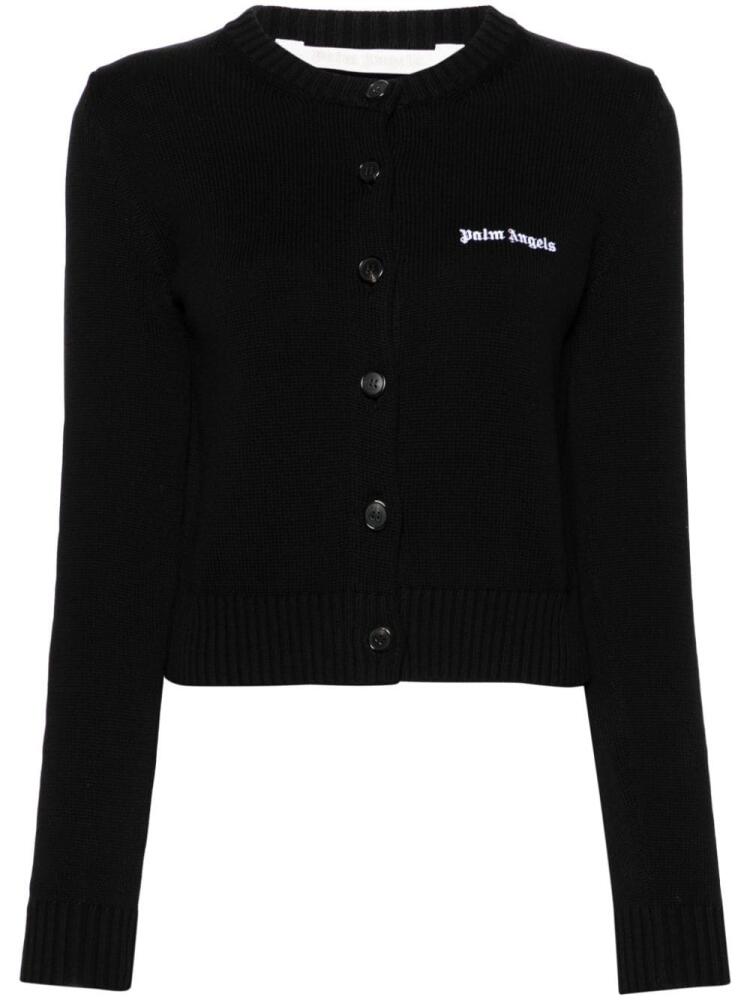 Palm Angels logo-embroidered cropped cardigan - Black Cover