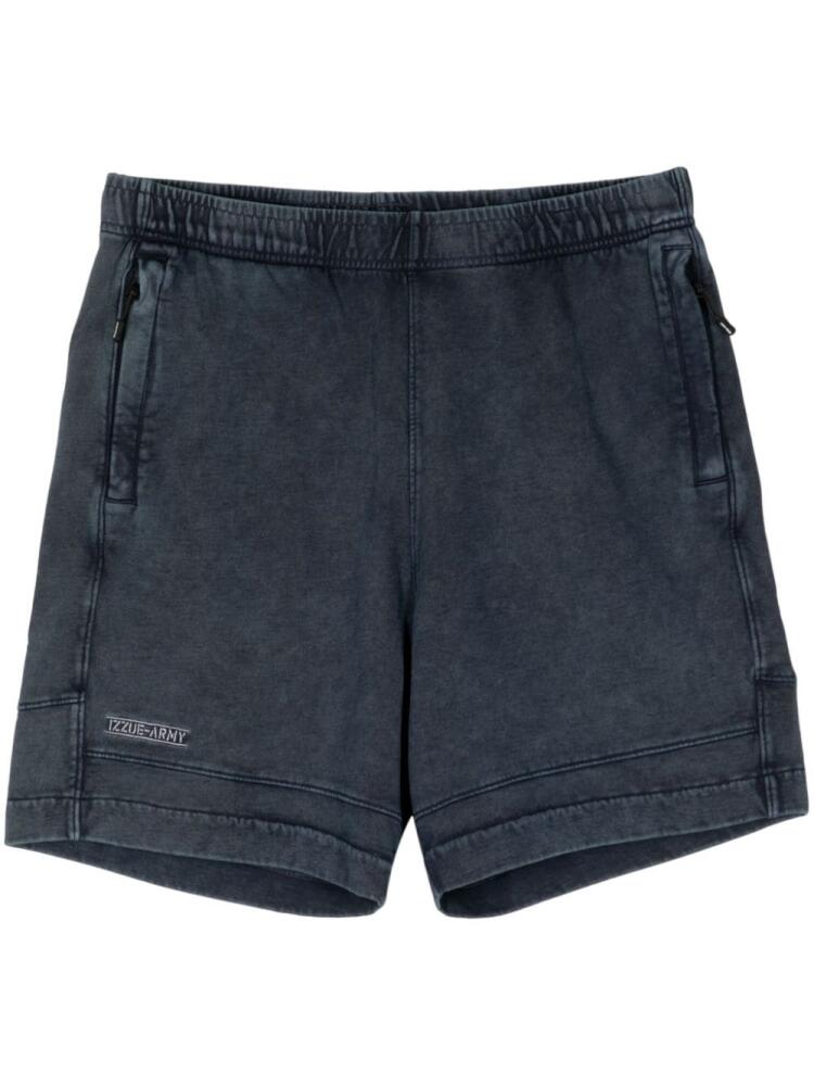 izzue logo-embroidered cotton track shorts - Blue Cover