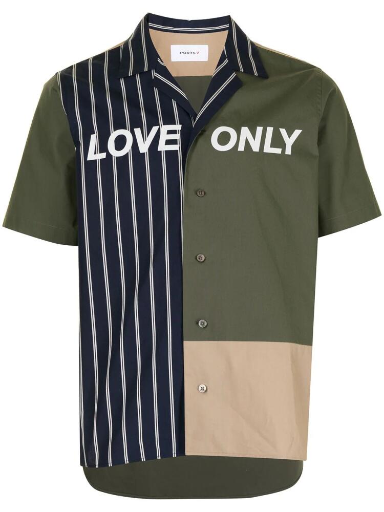 Ports V Love Only print panelled shirt - Green Cover