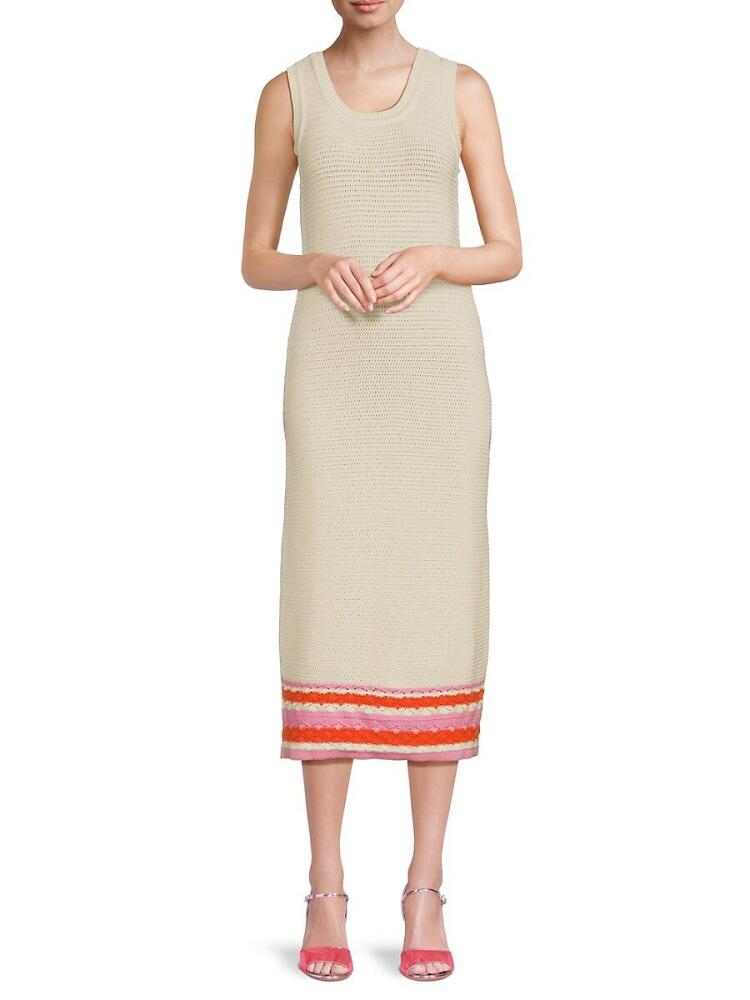 Design 365 Women's Colorblock Crochet Sheath Midi Dress - Linen Cover