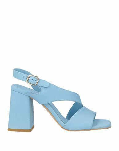 Bruno Premi Woman Sandals Light blue Leather Cover