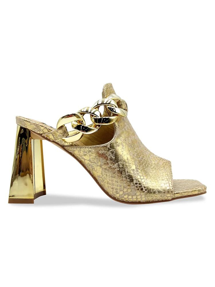 Ninety Union Women's Ryder Chain Metallic Heel Mules - Golden Cover