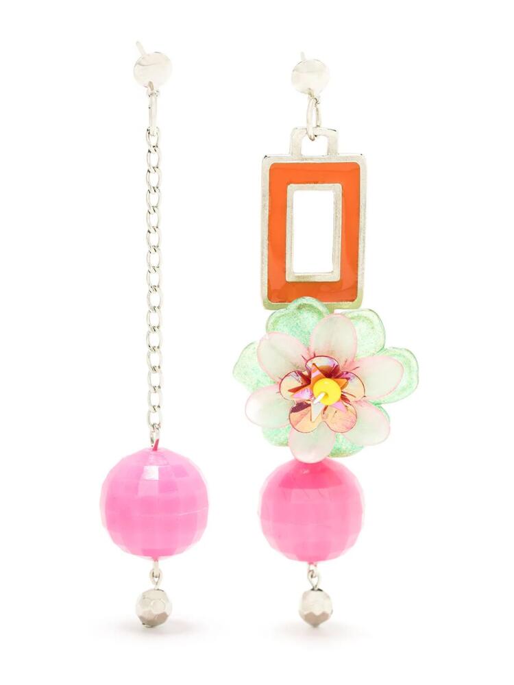 Amir Slama Flor asymmetric drop earrings - Pink Cover