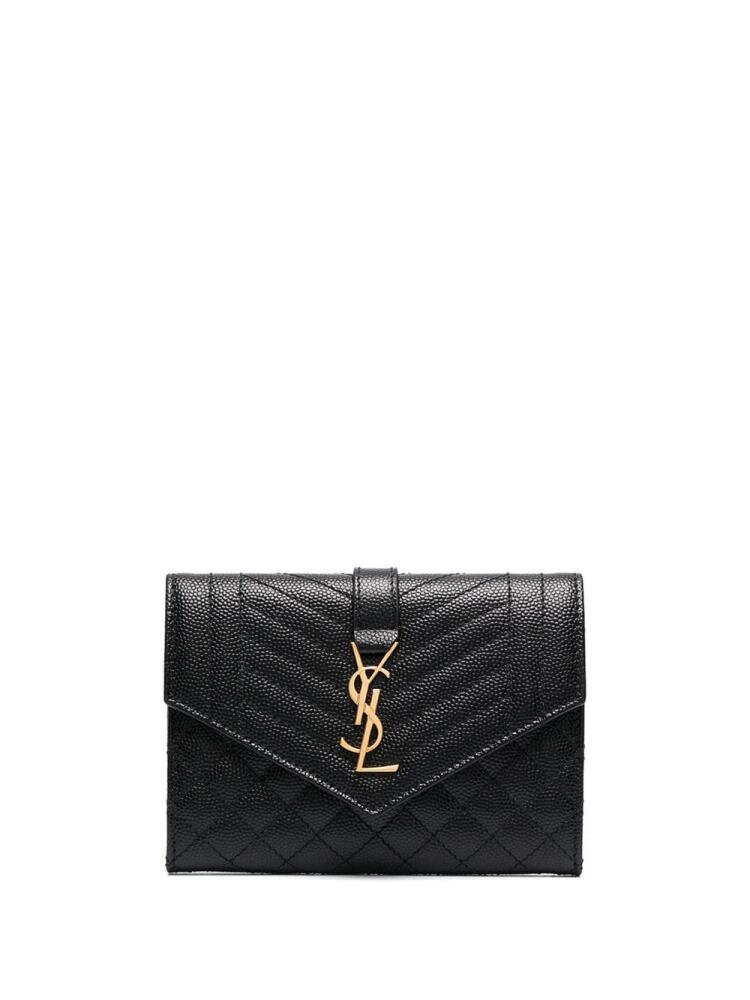 Saint Laurent pebbled envelope cardholder - Black Cover