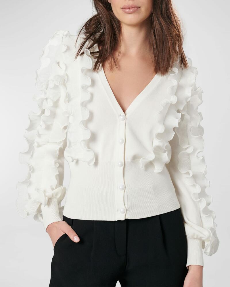 Anne Fontaine Ciline Ruffle-Trim Button-Down Cardigan Cover