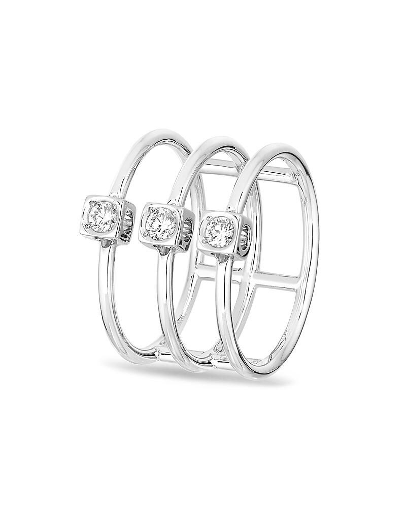 dinh van 18K White Gold Le Cube Diamant Triple-Row Ring with Diamonds Cover