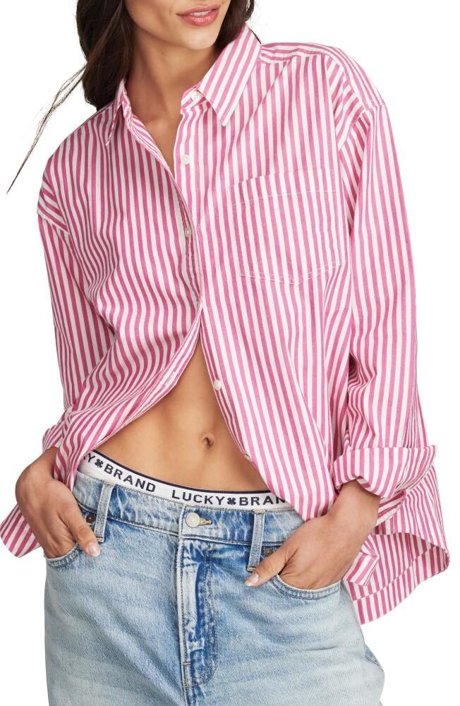 Lucky Brand Boyfriend Prep Shirt in Pink Stripe Cover