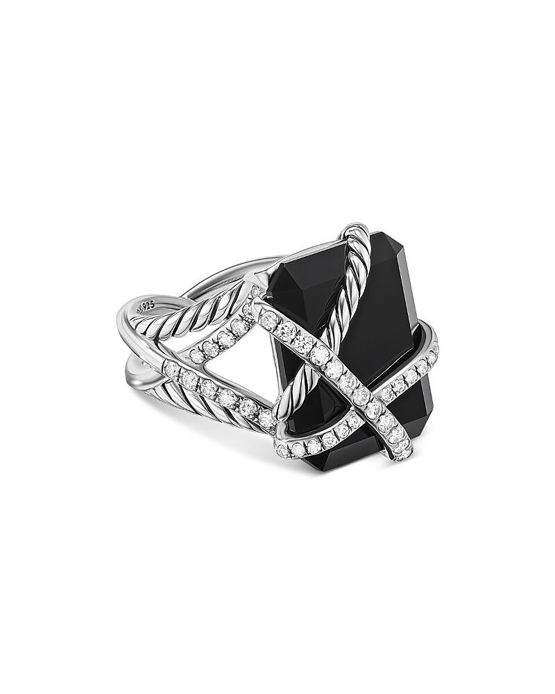 David Yurman Cable Wrap Ring in Sterling Silver with Black Onyx & Diamonds, 0.60 ct. t. w. Cover