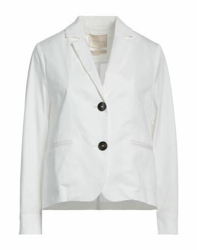 Momoní Woman Blazer White Cotton, Elastane Cover