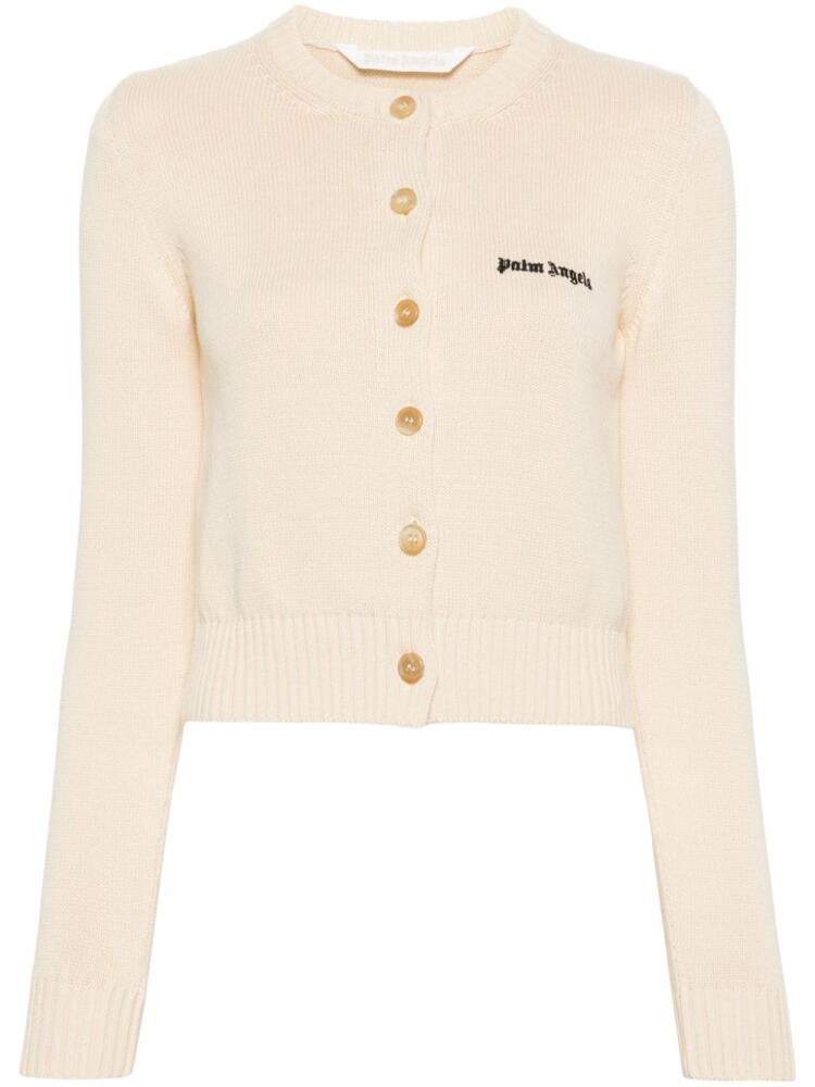 Palm Angels logo-embroidered cropped cardigan - Neutrals Cover