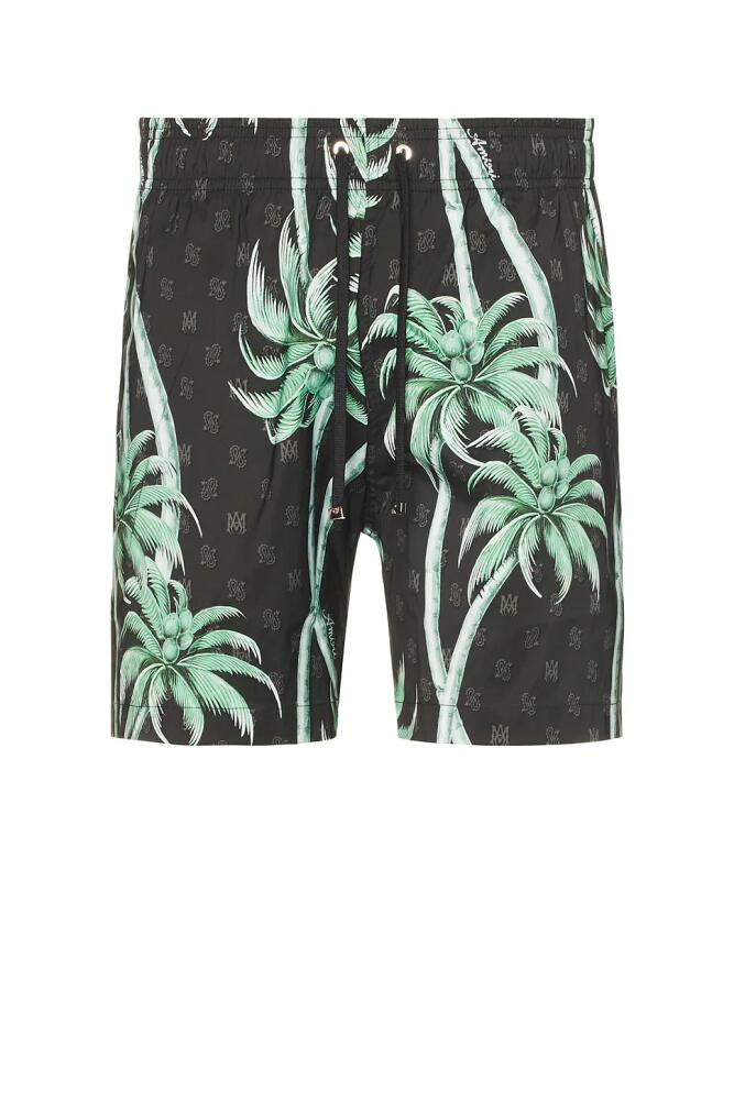 Amiri Palm Swim Trunk in Black Cover