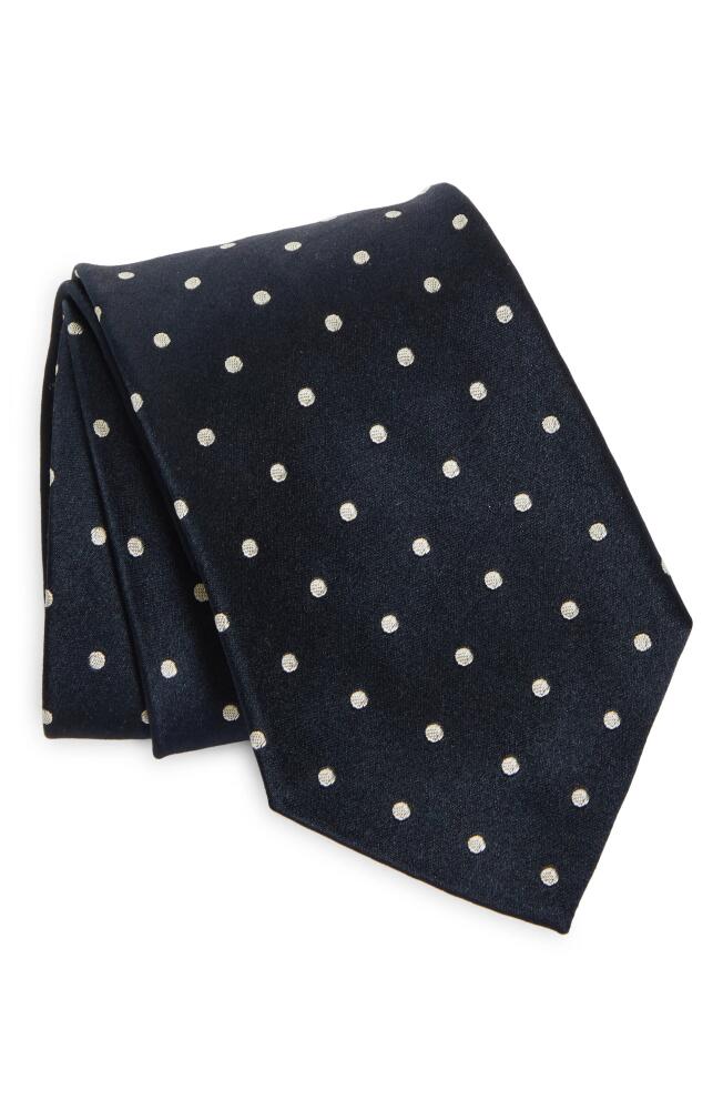 Ralph Lauren Purple Label Polka Dot Silk Satin Tie in Dark Navy Cover