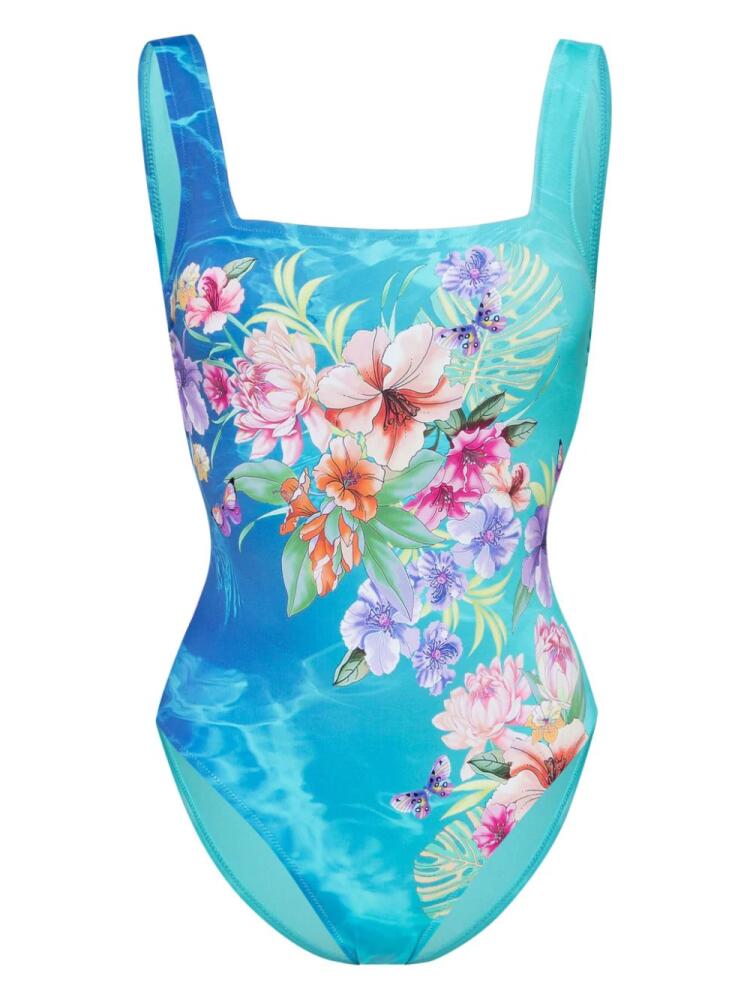 Johnny Was Water Tropic square-neck swimsuit - Blue Cover