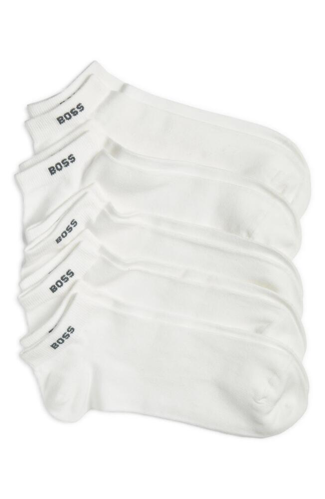 BOSS 5-Pack Logo Ankle Socks in White Cover