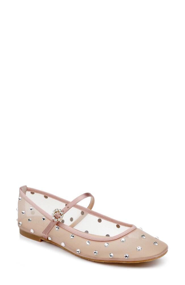 Jewel Badgley Mischka Kaya Mary Jane Flat in Blush Mesh Cover