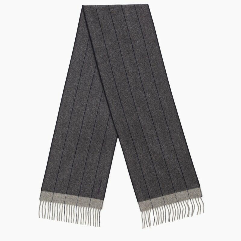 Ferragamo Blue/grey wool scarf with fringes Cover