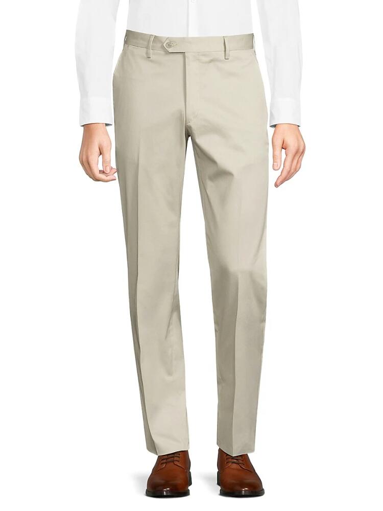 Santorelli Men's Flat Front Trousers - Taupe Cover