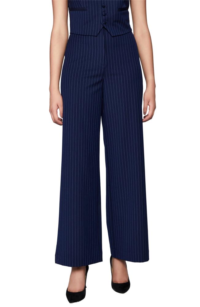 Bardot Pinstripe Wide Leg Pants in Navy Strip Cover