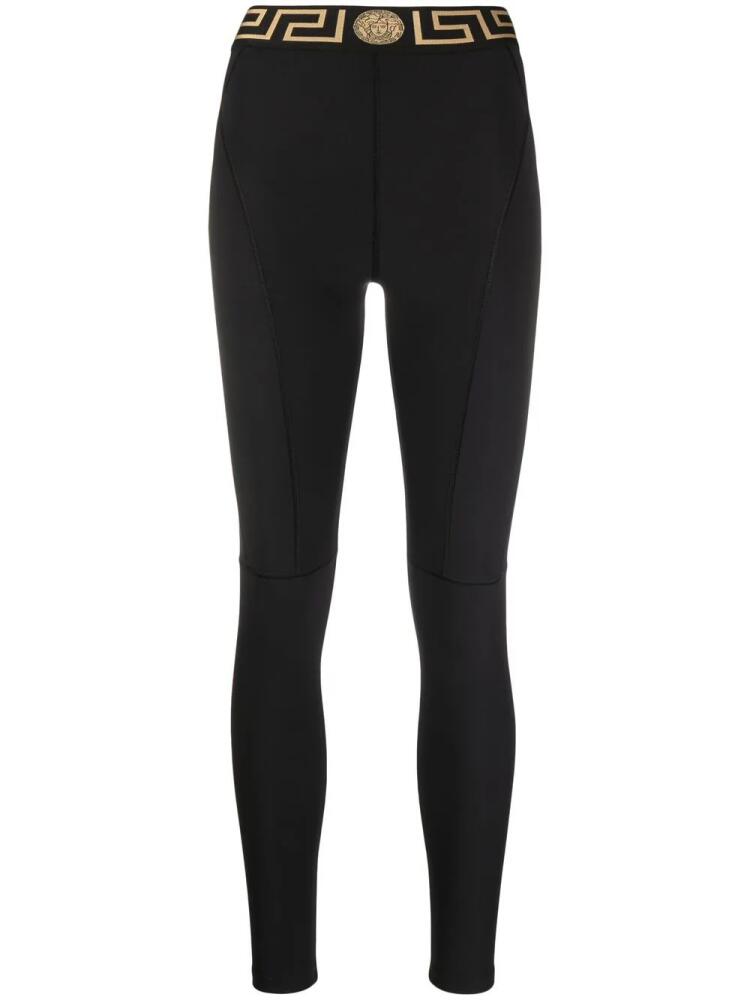 Versace logo-waistband leggings - Black Cover