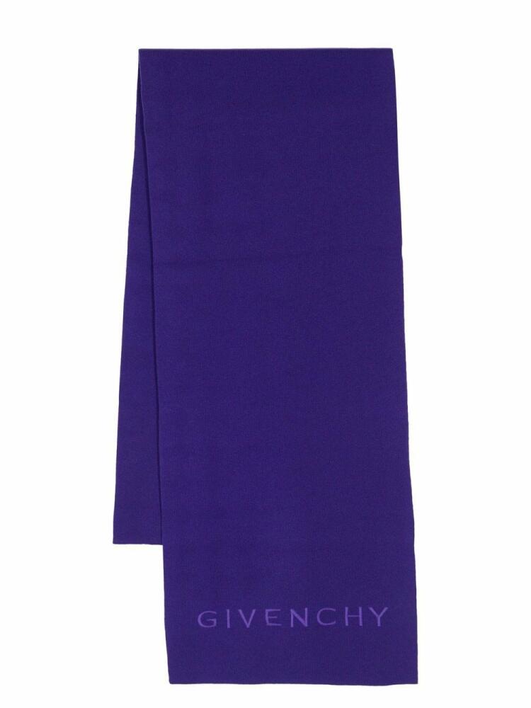 Givenchy logo-embroidery wool scarf - Purple Cover