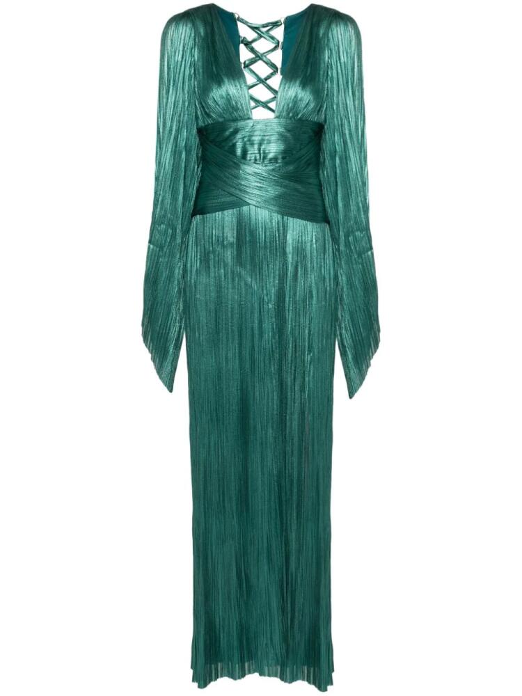 Maria Lucia Hohan Alana plissé silk gown - Green Cover