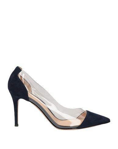 Gianvito Rossi Woman Pumps Blue Leather, Plastic Cover