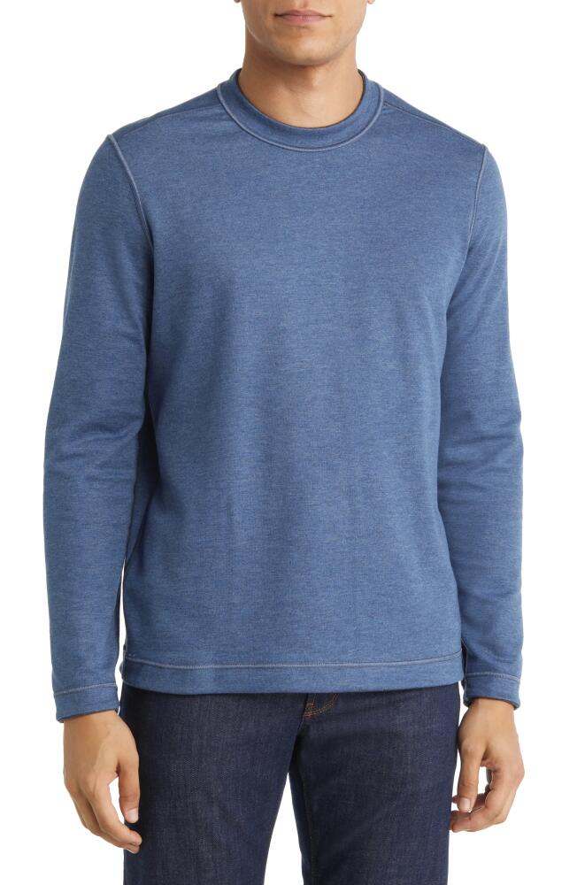 Johnston & Murphy Men's Reversible Cotton & Modal Blend Sweater in Blue/Light Grey Cover