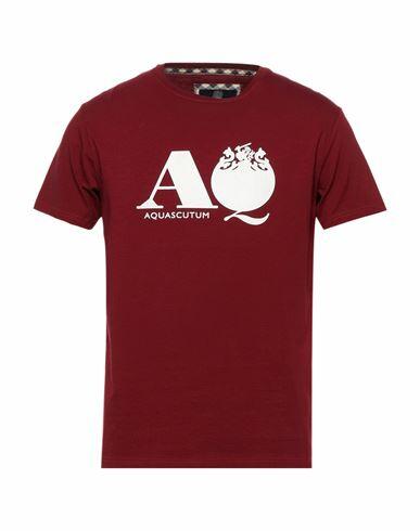 Aquascutum Man T-shirt Burgundy Cotton, Elastane Cover