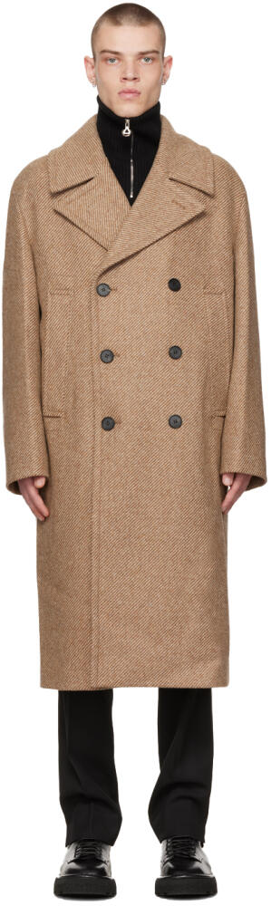 Solid Homme Brown Striped Coat Cover