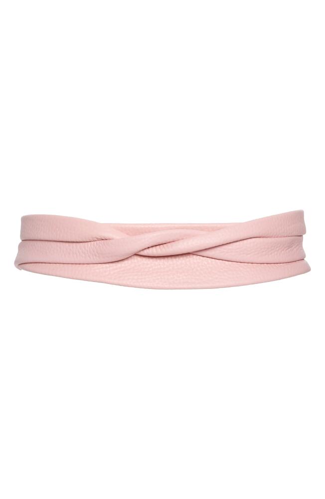 Ada Midi Leather Wrap Belt in Pink Texture Cover