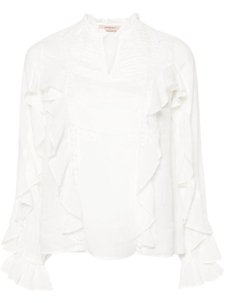 TWINSET lace-detailing ruffled blouse - White Cover