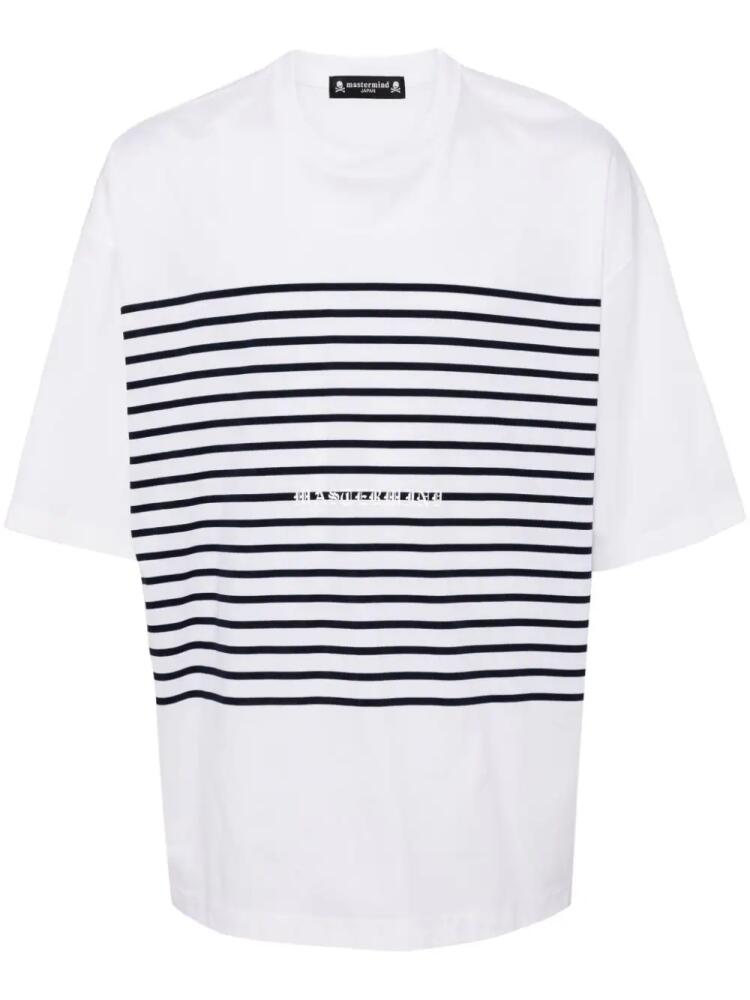 Mastermind Japan stripe-print cotton T-shirt - White Cover