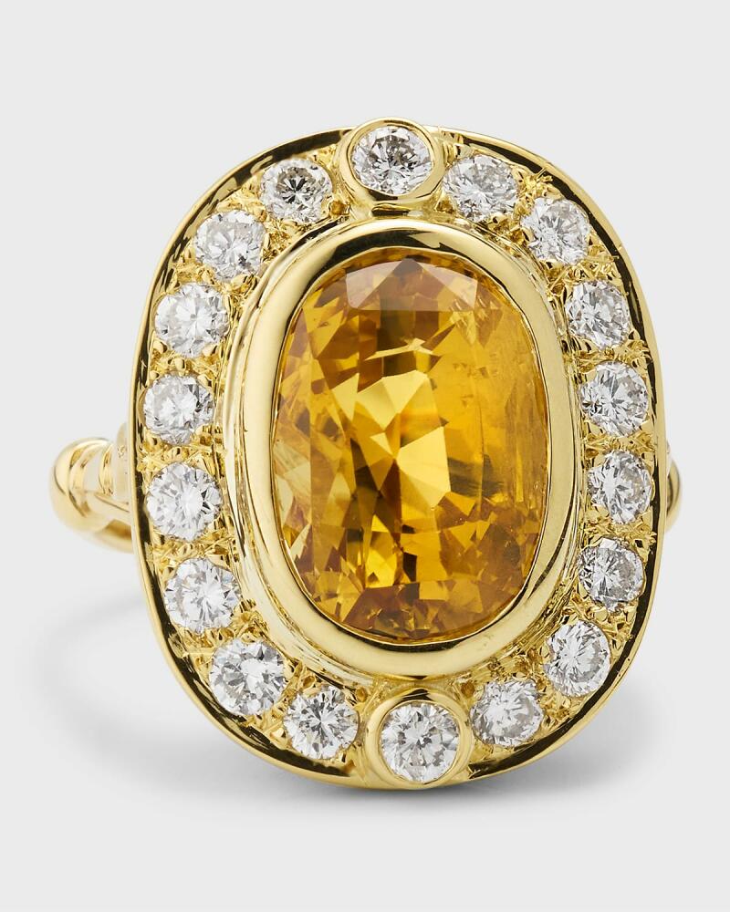 NM Estate Estate 18K Yellow Gold Yellow Sapphire and Diamond Statement Ring, Size 8 Cover