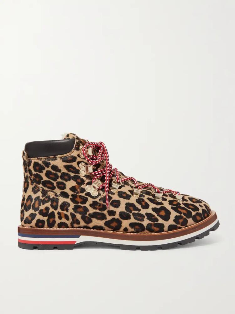 Moncler - Blanche Shearling-lined Calf Hair Ankle Boots - Animal print Cover