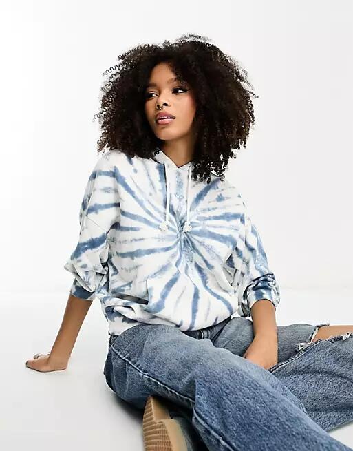 ASOS DESIGN oversized hoodie in washed blue tie dye Cover