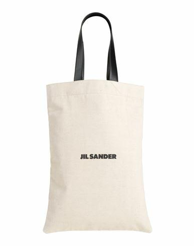 Jil Sander Man Shoulder bag Ivory Textile fibers, Soft Leather Cover