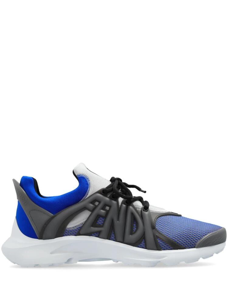 FENDI Tag lace-up panelled sneakers - Blue Cover