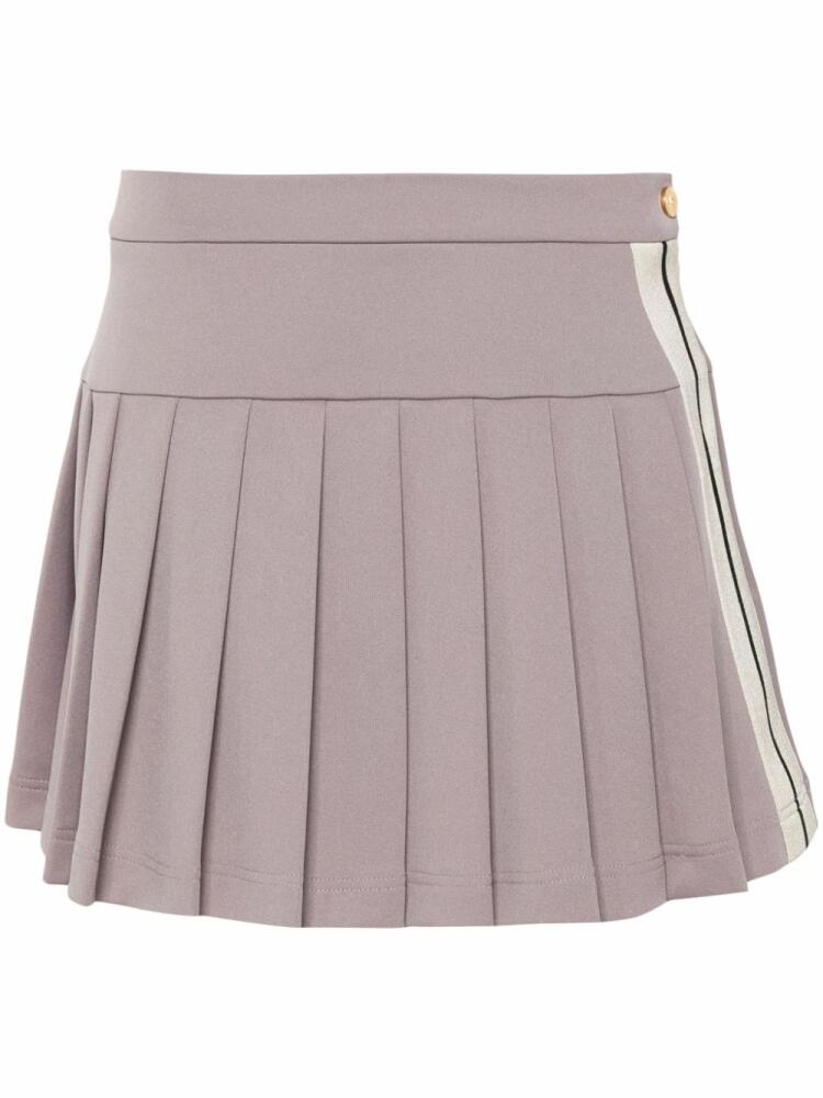 Palm Angels monogram-plaque pleated mini skirt - Purple Cover